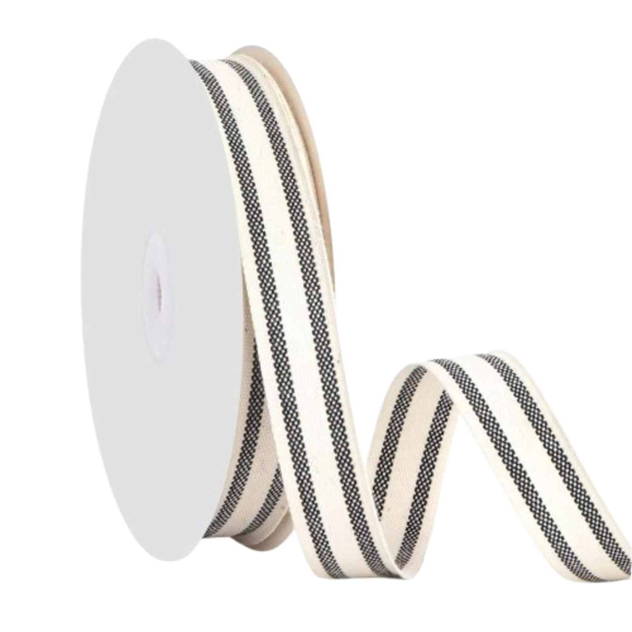 3/8" Natural Cotton Stripes Ribbon Striped Grosgrain Ribbon Striped Cotton Ivory
